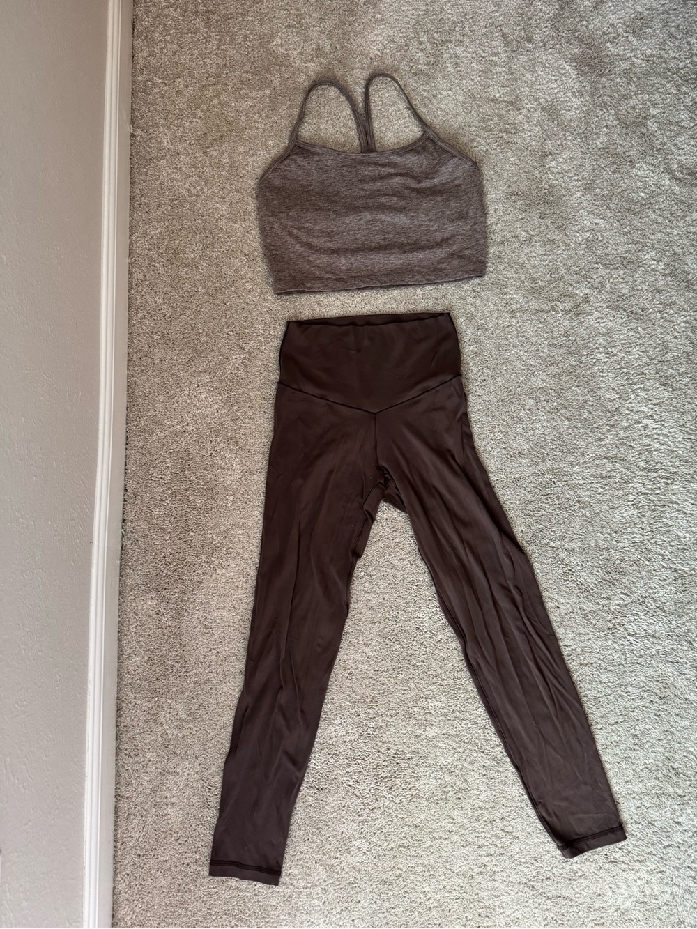 aerie High-Waist Brown Leggings the Hugger Longline Sport Bra Set